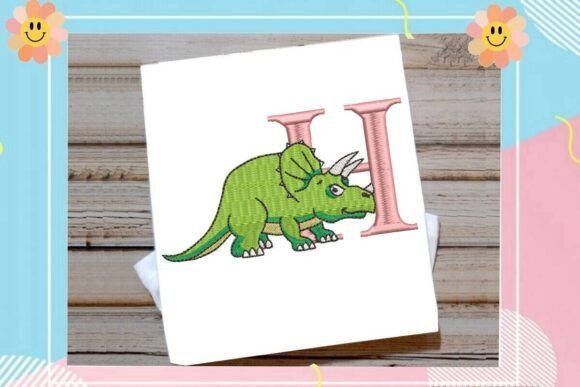 Dinosaur Monogram Letter H Embroidery Design Review