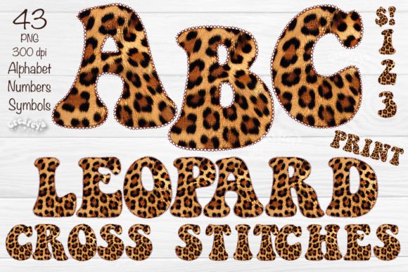Leopard Alphabet PNG Cross Stitches Png for Branded Merch
